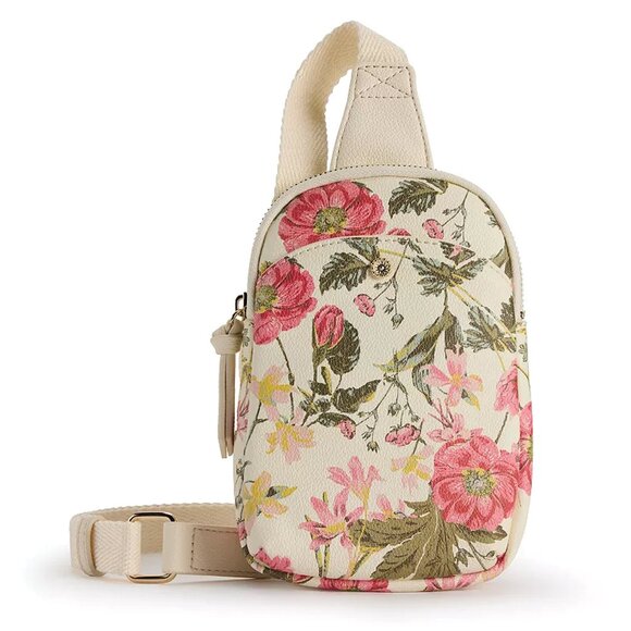 🆕 LC Lauren Conrad May Sling Crossbody Bag | Ivory Mila Botanical Print | 5624 - Picture 1 of 3